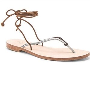 Cornetti Suede Strappy Sandals gray brown Italian leather Revolve 38 7.5